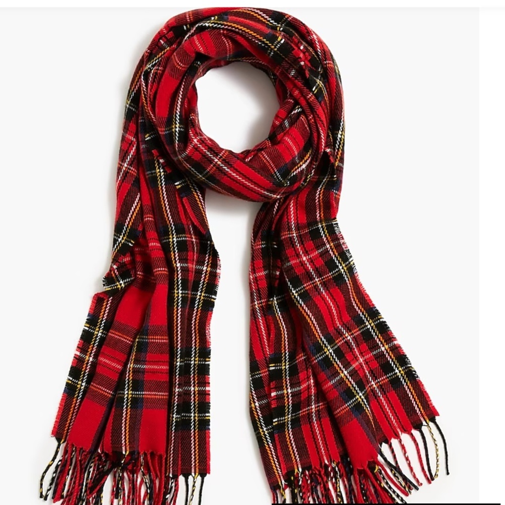 NWT J. Crew Women Classic scarf Red Black Multi one size
